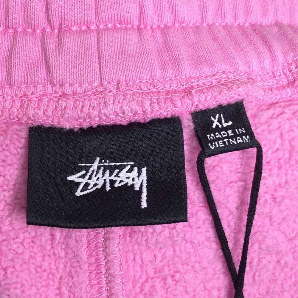 New Stussy Men's Size XL Stock Logo Pink Dyed Goods 100% Cotton Sweat Shorts - Picture 3 of 6